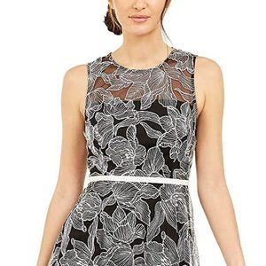 Calvin Klein Womens Embroidered Midi Dress